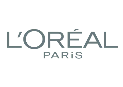 Logo of LOréal Paris with the brand name in elegant, uppercase letters. The word LORÉAL is larger and more prominent, while PARiS is smaller and placed underneath. The text is gray on a transparent background. . In a demo creation process.