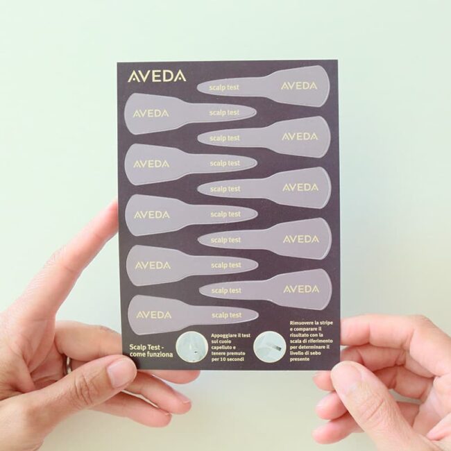Aveda scalp test card with 10 scalp testing strips