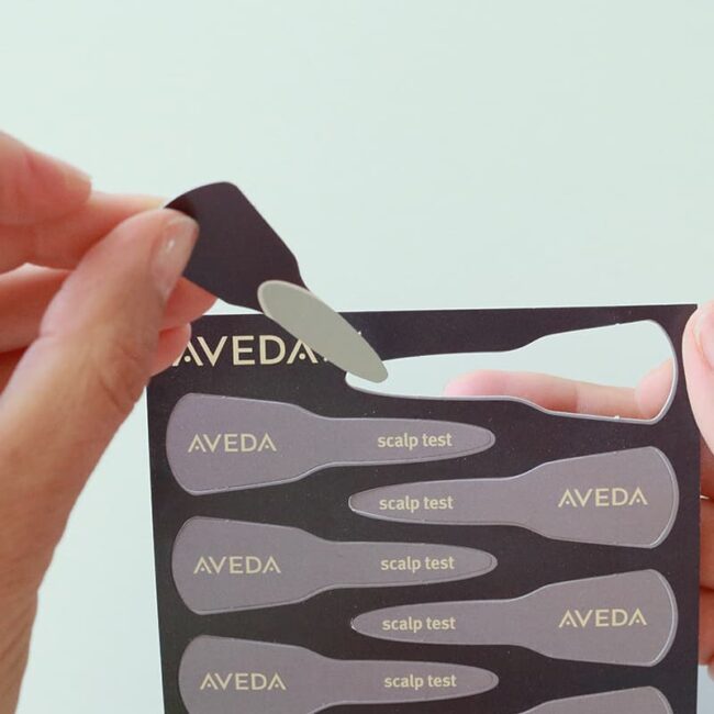 Aveda scalp test strip removed from test card
