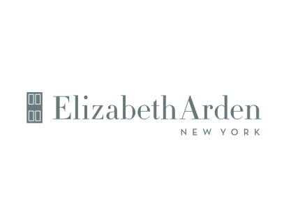 The logo of Elizabeth Arden features a stylized door icon to the left and the text "Elizabeth Arden" in a sophisticated font with "New York" underneath. Set against a solid background, this design seamlessly integrates elements reminiscent of science into its aesthetic. . In a demo creation process.